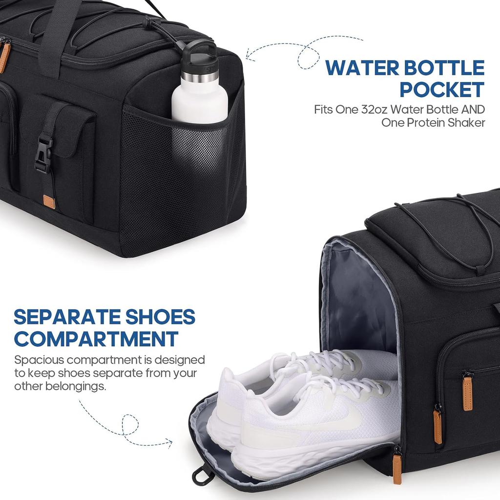 Gym Bag for Men & Women with Shoe & Laptop Compartment, 3-in-1 Sports Travel Duffel, Anti-Theft Carry-On Backpack for Airplane & Workout