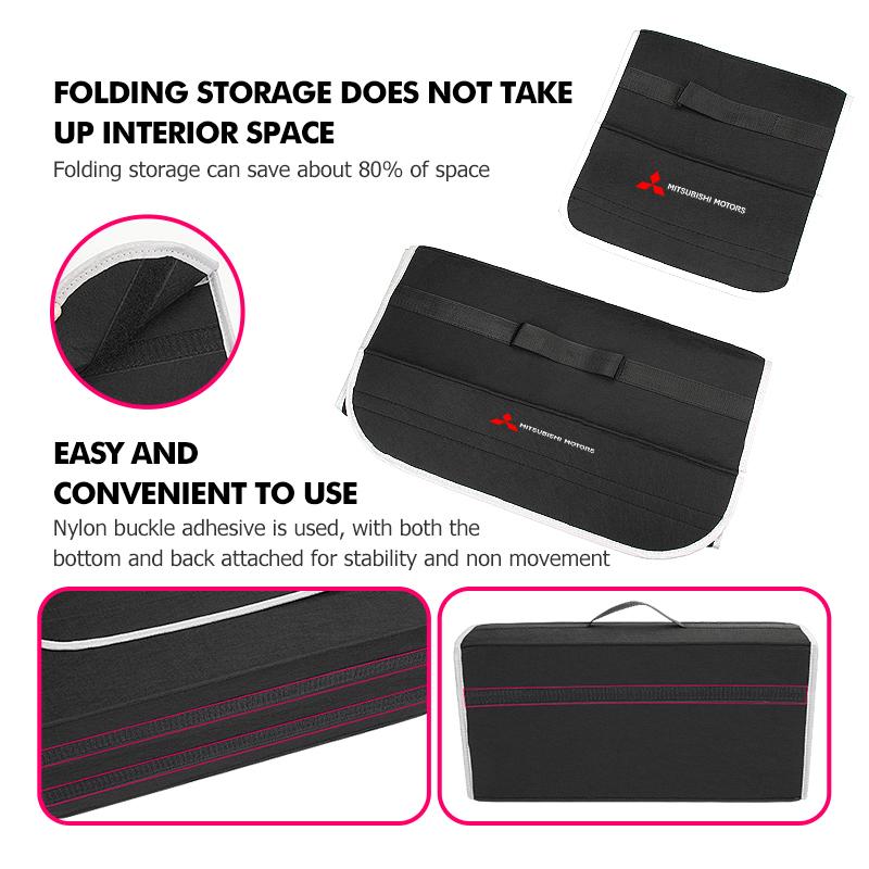 Car Foldable Felt Trunk Storage Bag Large Capacity Organizer Box Accessorie For Mitsubishi Outlander Pajero Sport Lancer Eclipse