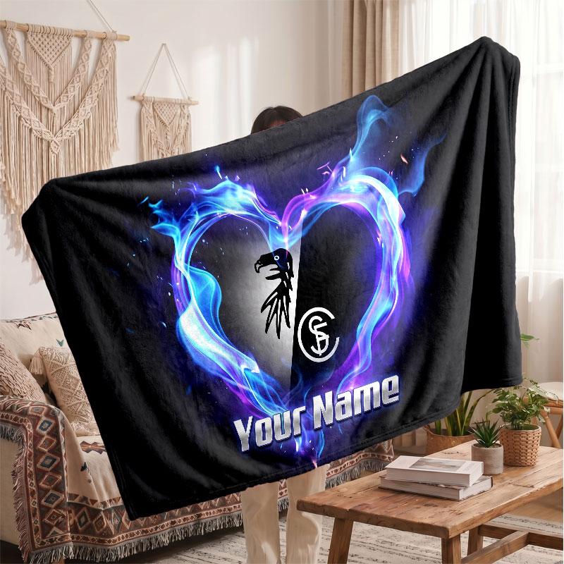 SC Freiburg Personalized Fleece Blanket With Football Logo, Custom Name Text Soft Warm Home Throw Blanket