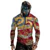 Men's Casual Raglan Sleeve Hooded Long Sleeve Sun Protection Shirt with Graphic Print Lightweight Breathable Fabric for Outdoor Activities