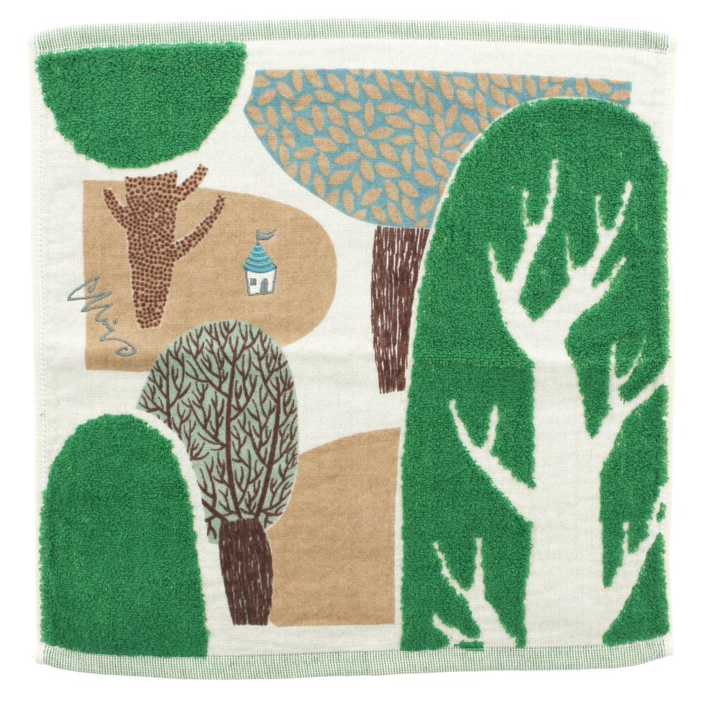 Kusunokibashi Monori Morita MiW Forest House Wash 34 X 35 Cm Towel, Green, A-65603-51-G,