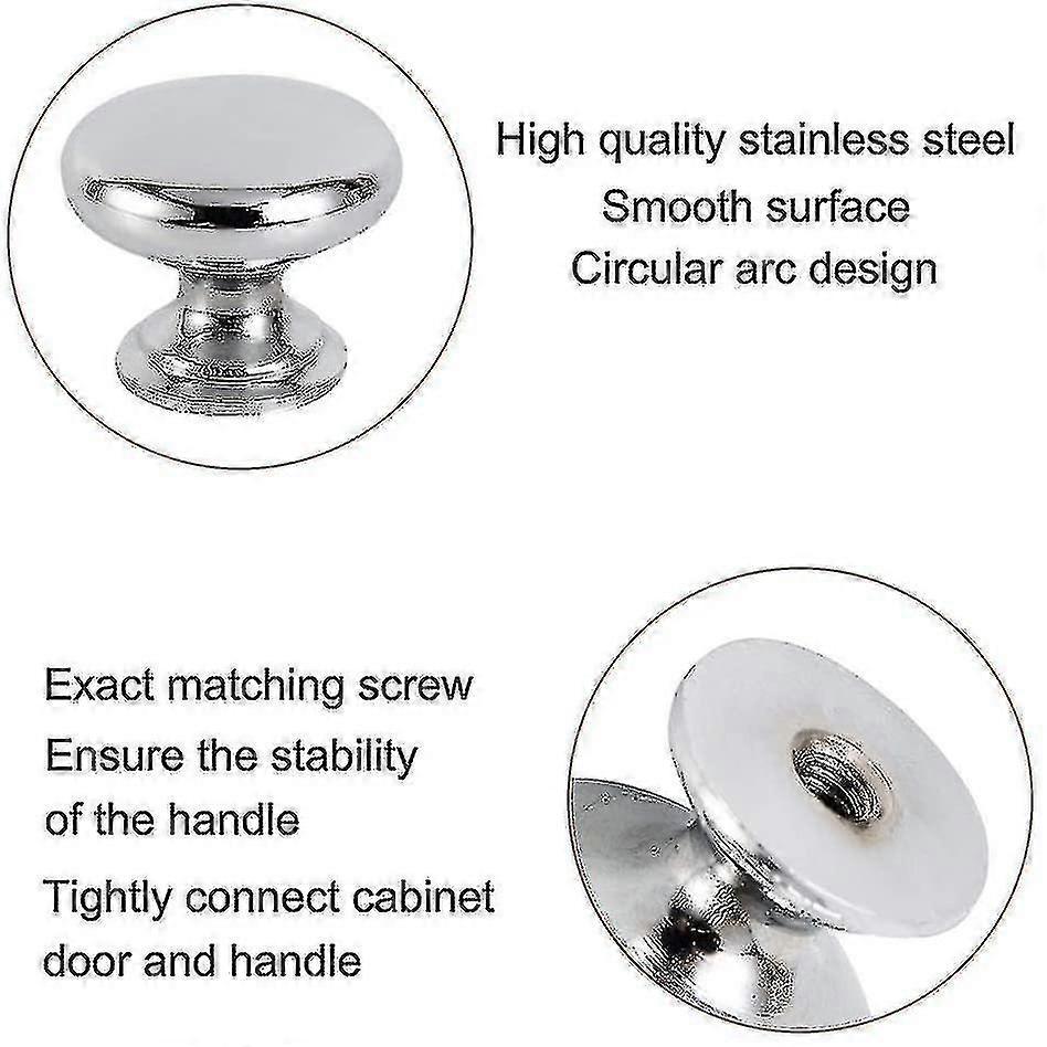 4pcs Drawer Door Handle Silver, 30mm Furniture Knob Door , Round Drawer Knobs - RiRi