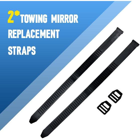 

2Pcs Universal 390mm/15.35in Rubber Towing Mirror Replacement Straps, Towing Mirrors Replacement Straps with clips for SUV RV truck(Towing Mirrors