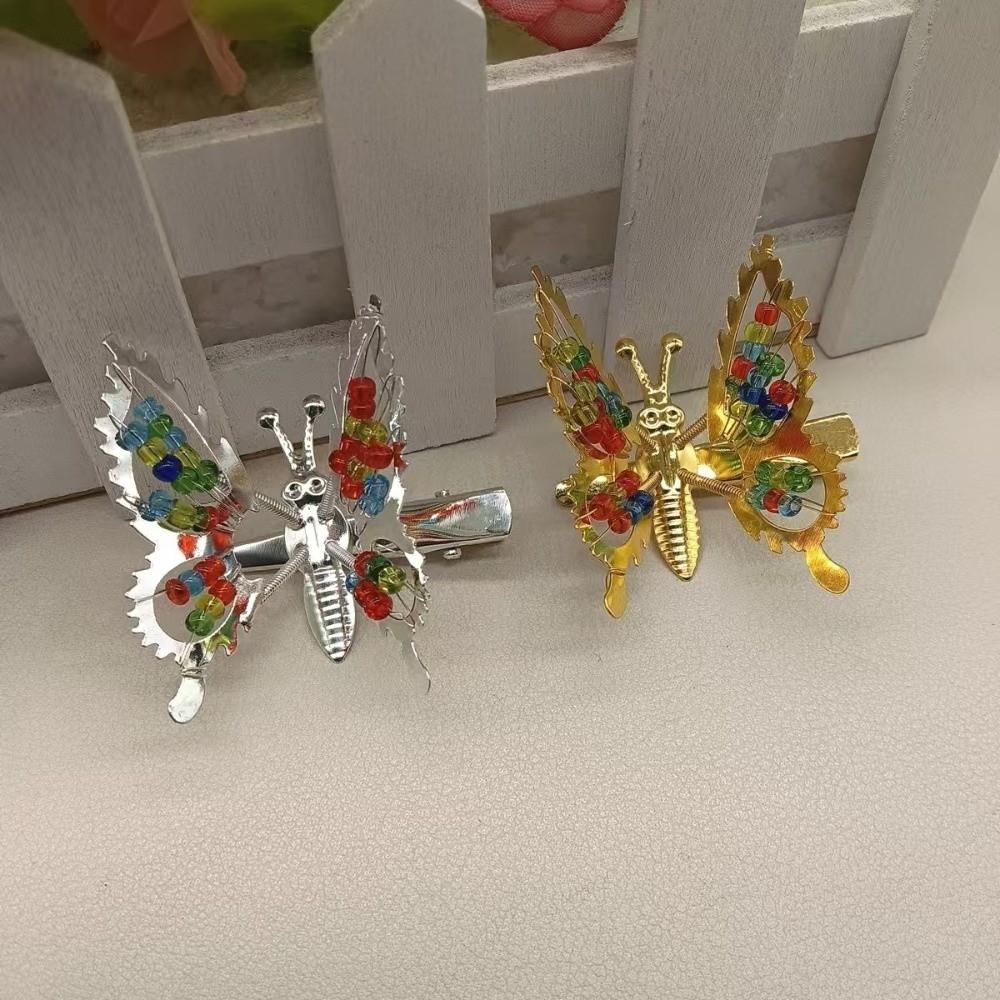 4Pcs Alloy Butterfly Hair Clip Beaded Butterfly Hairpin New Butterfly Hair Barrette  Women Styling