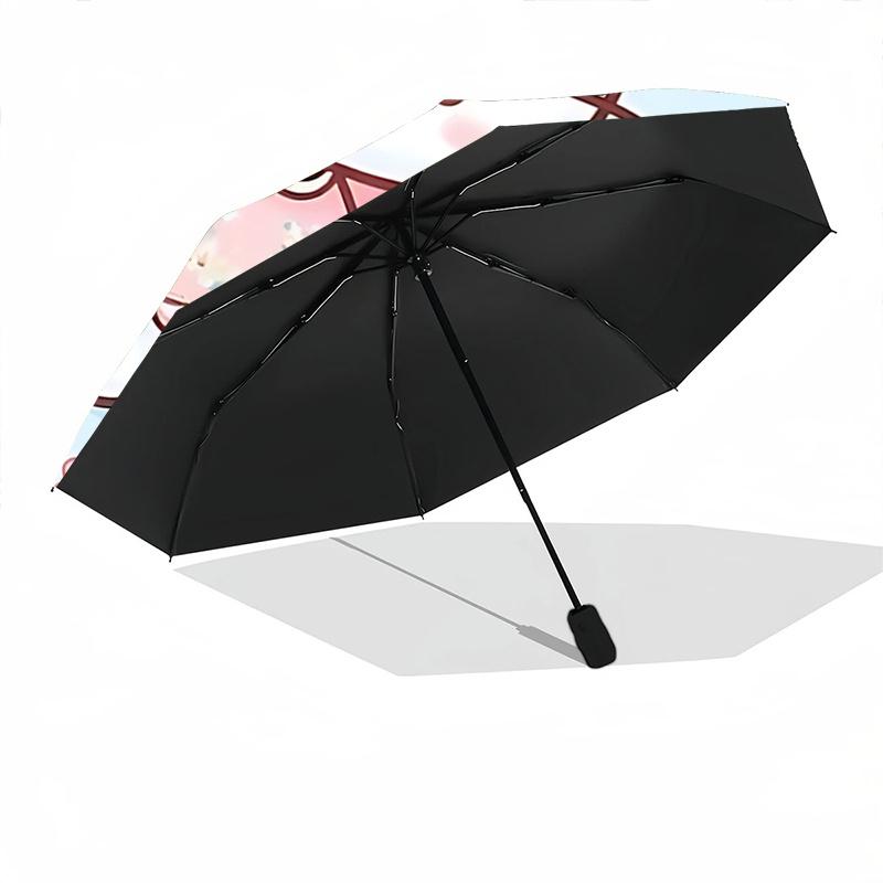 1pc Hello Kitty Floral Pattern Automatic Opening/Closing Umbrella - Portable Three-Fold Design with 8-Bone Iron Frame, Outdoor, Gift for Fans, Travele