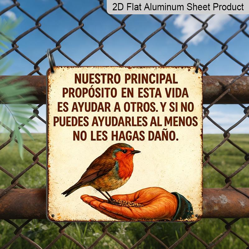 

2D Flat, 1pc Vintage Metal Wall Sign with Kindness Quote Our Purpose in Life Is To Help Others and Do No Harm - Retro Tin Plaque Suitable for 20*20cm