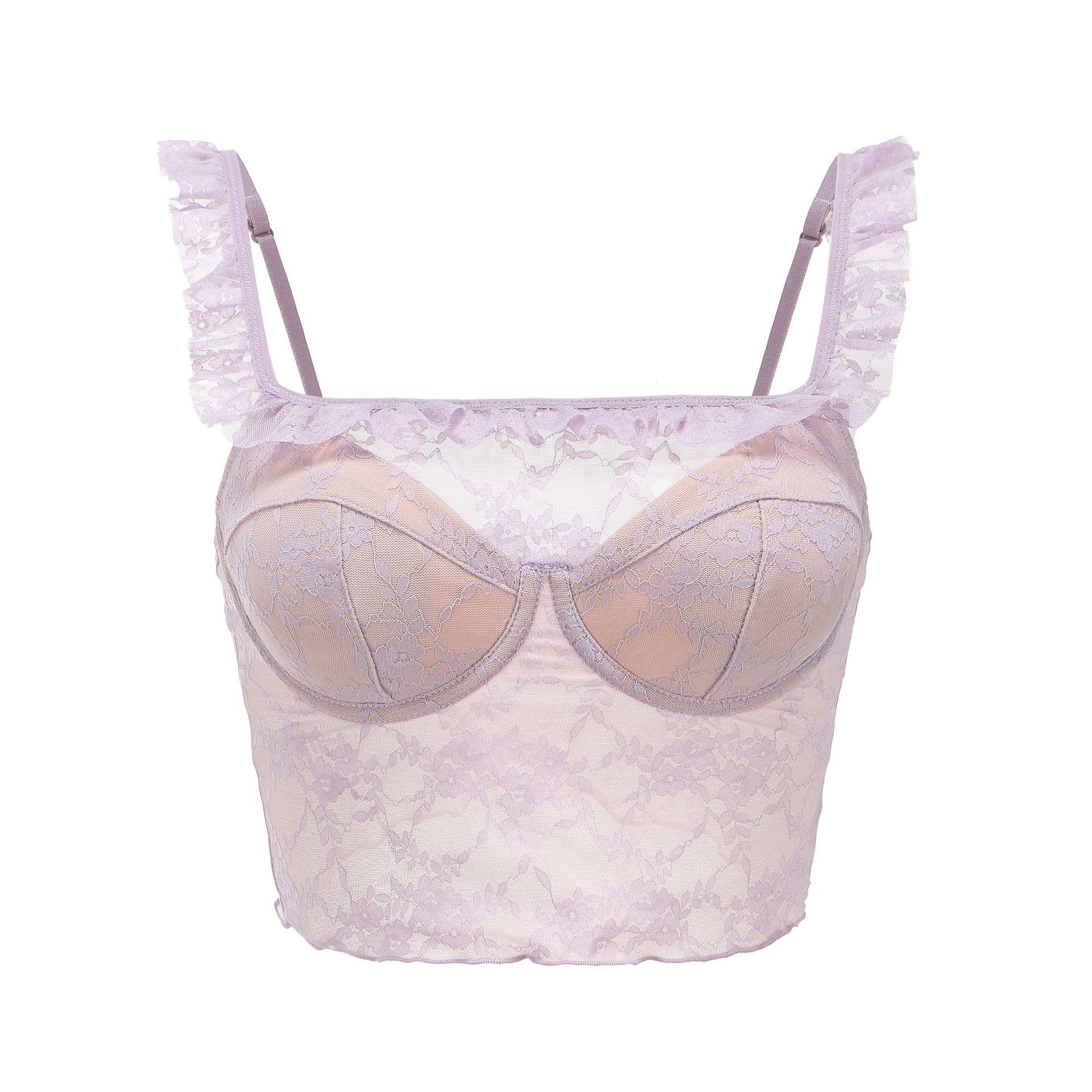 

Европейское и американское сексуальное кружевное нижнее белье: Женский удобный тонкий французский бюстгальтер-майка Small фиолетовый