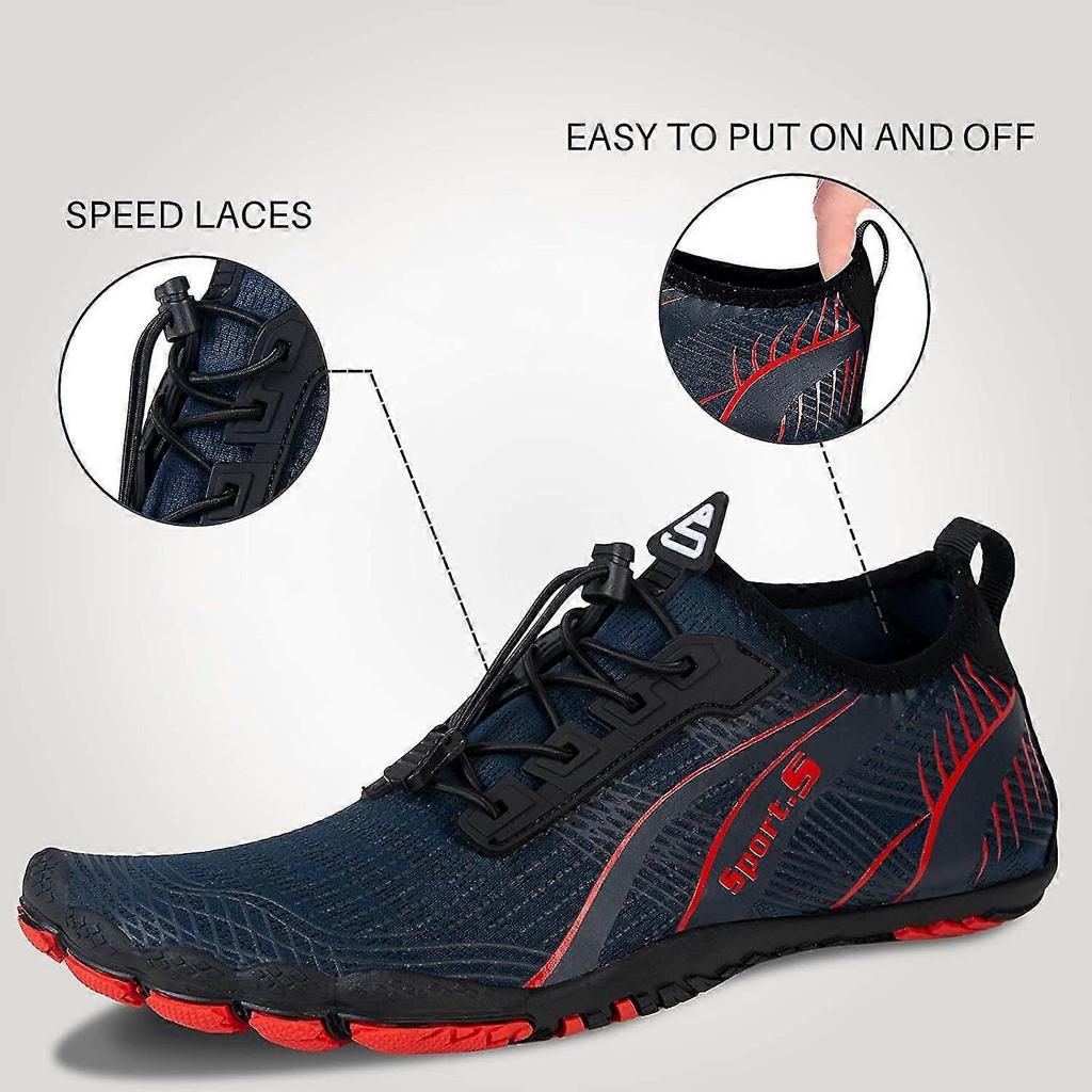 Barefoot Shoes Mens Women Water Shoes Trail Running Beach Water Trainers For Gym Swim Snorkeling Surfing-6.5 UK-R Blue