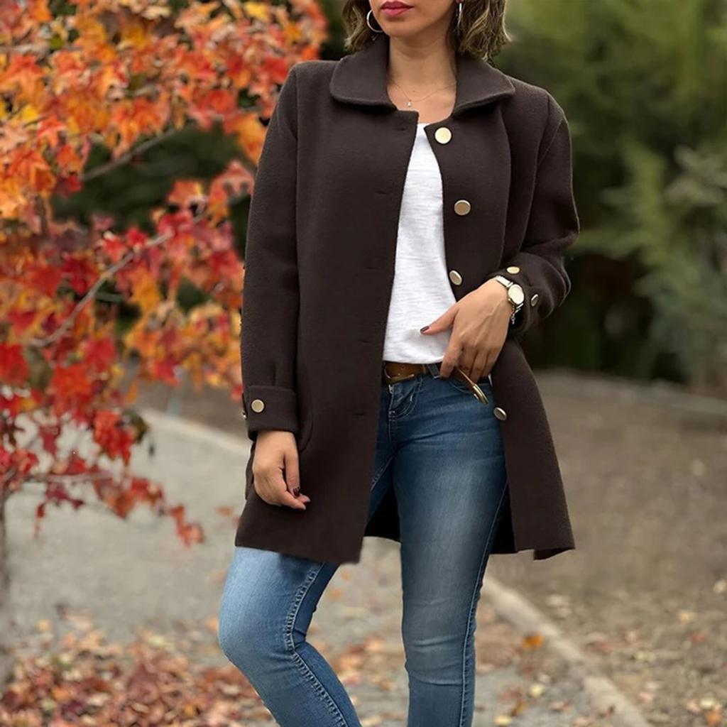 Damen Freizeit Wollmantel mit Kragen für den Winter