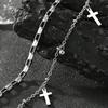 Men Silver Cross Bracelet Double Layer Chain Religious Gift