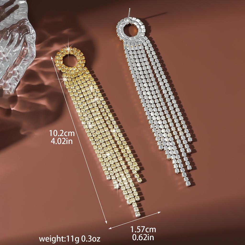 2PC Women's Fashion Claw Chain Series with rhinestone geometric fringe earrings, suitable for travel, parties, and holiday gifts