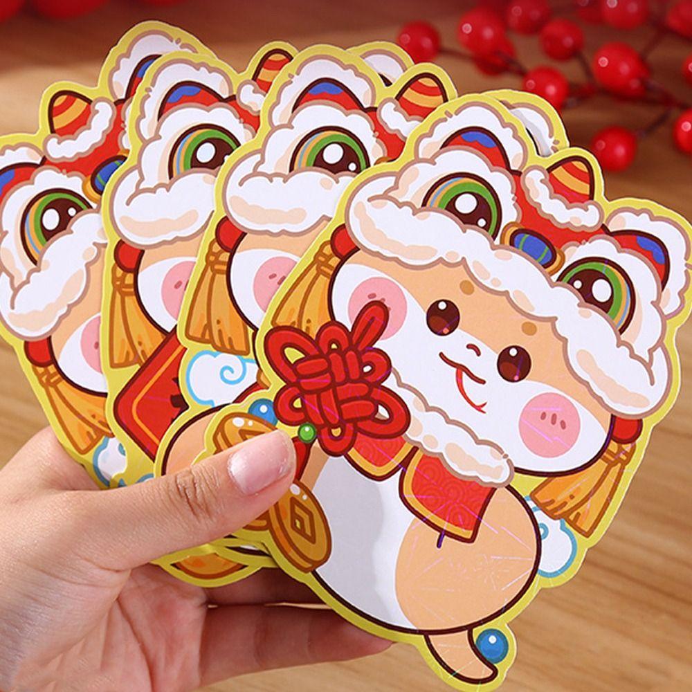 4pcs Traditional 2025 Snake Year Red Envelopes Good Lucky Red Packets Spring Festival Supplies