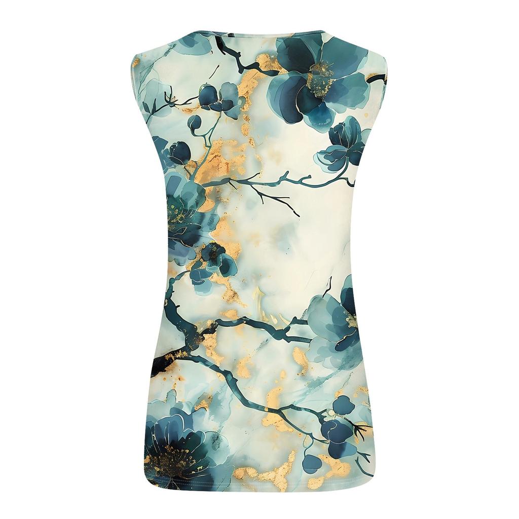 Womens Tank Top V Neck Basic Printed Casual Flowy Sleeveless Deep Side Cut Tops For Women