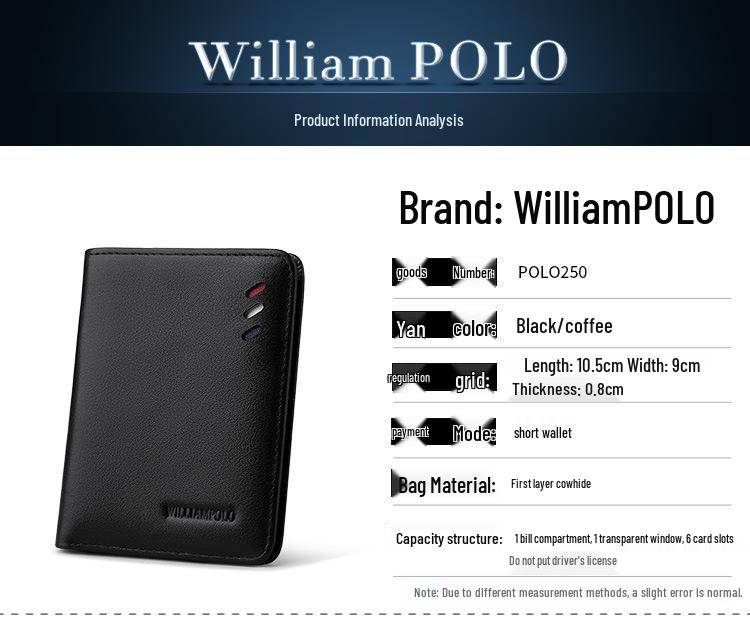 King Paul Ultra-Dünne Herren-Rindsleder-Geldbörse mit Münzfach und Geschenkbox