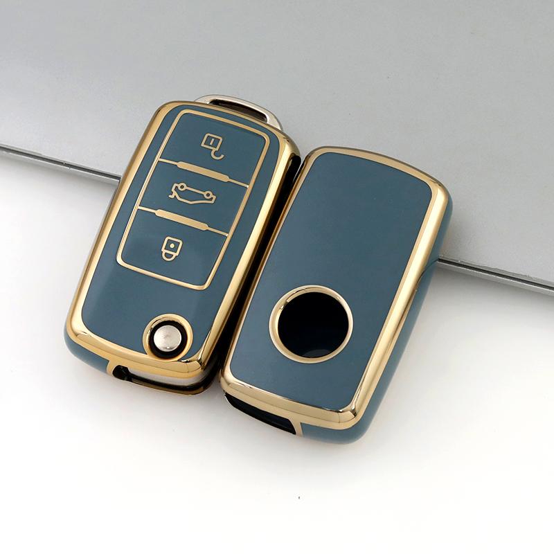 TPU Shell Fob Car Key Case Cover For Volkswagen VW Tiguan Beetle Caddy T5 Up Eos Skoda Octavia Seat Leon Altea Polo Golf Passat