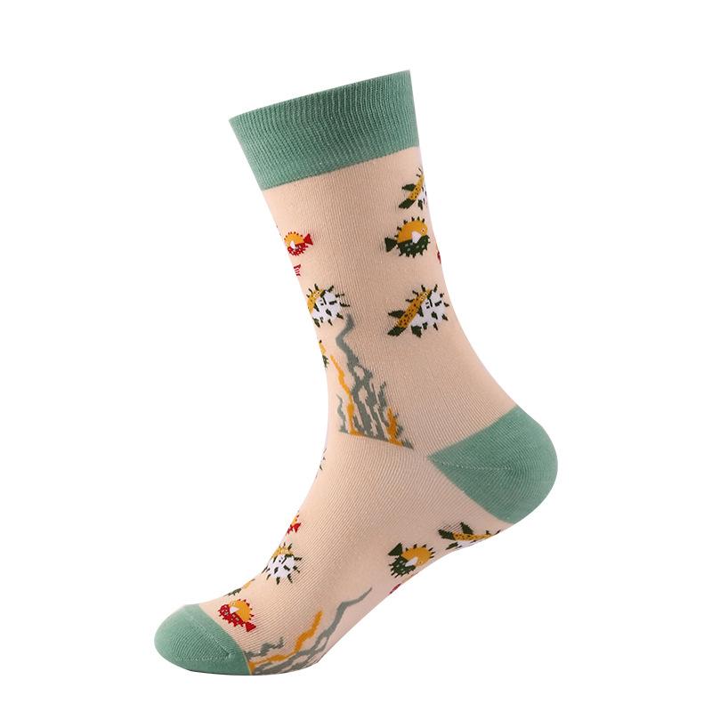 Funny Women Socks Cozy Cotton Socks Originality Seafood Animal Returnee Jellyfish Grouper Happy Male Japanese Harajuku Socks