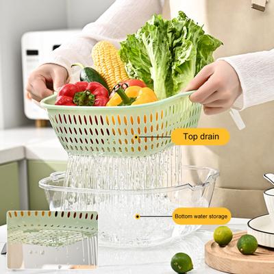 1/3Pcs Double-layer Fruit Vegetable Wash Basins Drain Baskets with Handle Food Grade BPA
