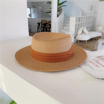 

Sun hat straw hat yellow silver elastic webbing accessories beach type women s straw hat Beach Hat summer for men and women 2022 56-58cm