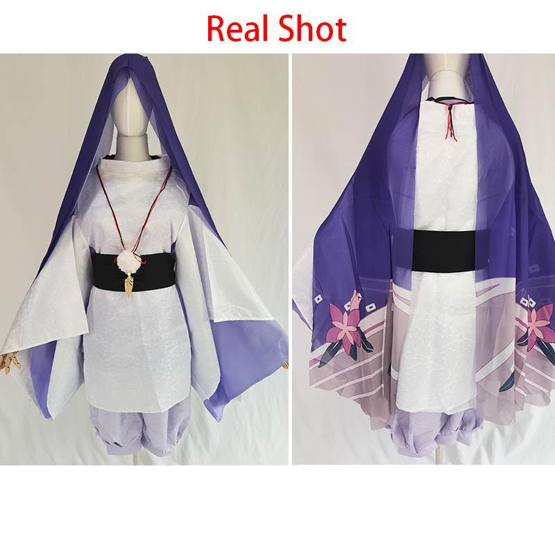 Wanderer Cosplay Costume Textured Fabric Kunikuzushi Kimono With Headscarf  For Anime Comic Con Balladeer Scaramouche Outfits