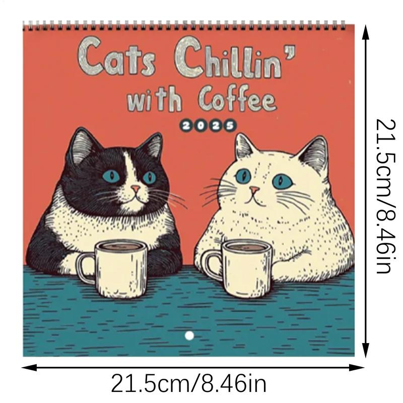 2025 Calendar Cat Design Hangable Calendar 12-Month 2025 Monthly Weekly Planner Calendar Wall Calendar for Bedroom Study Room