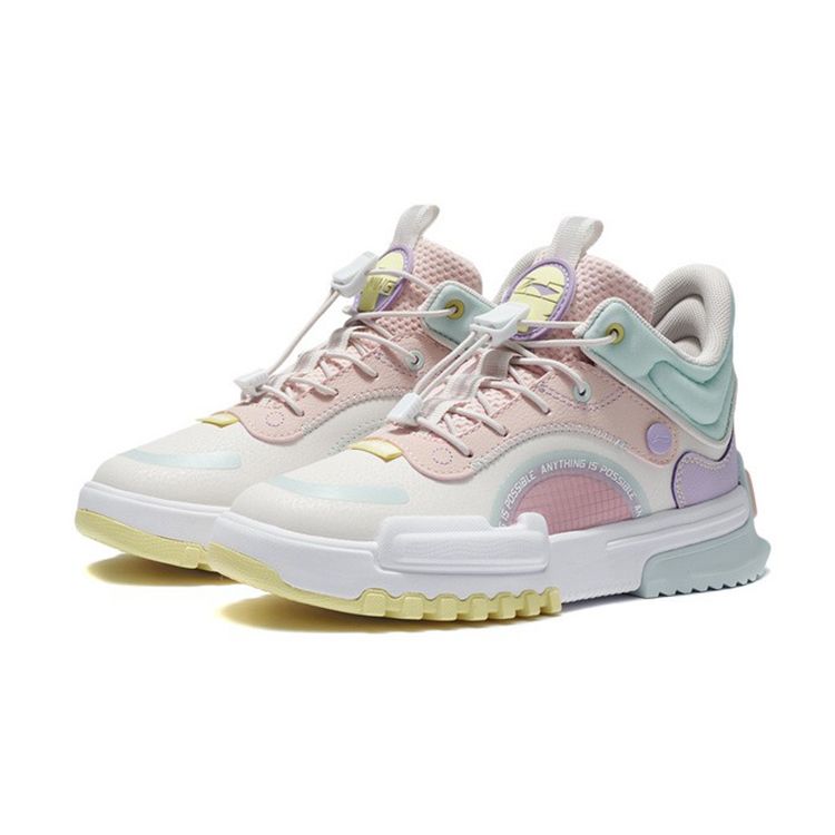 LiNing Journey Casual Comfortable Durable Mid-Top Kids Sneakers Kids Sneakers Peach-Pink YKCS012-4