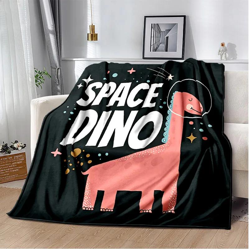Desenho animado dinossauro espaço fofo dinossauro crianças cobertor de pelúcia macio, cobertor de flanela cobertor para sala de estar quarto cama sofá crianças