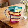 Hand-Painted Book Mug Glass Retro Art Glass Cup 350ml Elegant Desktop Glassware Unique Gift for Book Lovers Readers
