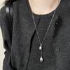Simple Water Droplet Pendant Necklace For Women  Irregular Metal Smooth Long Y-Shaped Necklace Sweater Chain Jewelry