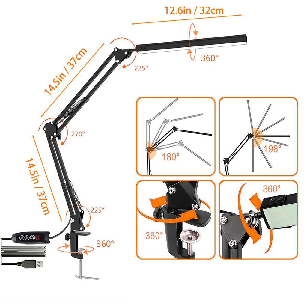 3 Light Colors LED Flexible Desk Table Lamp Rotatable Study Table Light Office Bedroom Eye Protection Lighting System