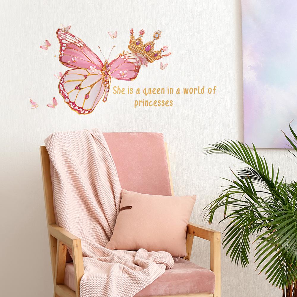 

1Pc Butterfly Crown Princess Girls Room Wall Stickers DIY Wall Decoration Nursery Kids Baby Room Wall Sticker розовый
