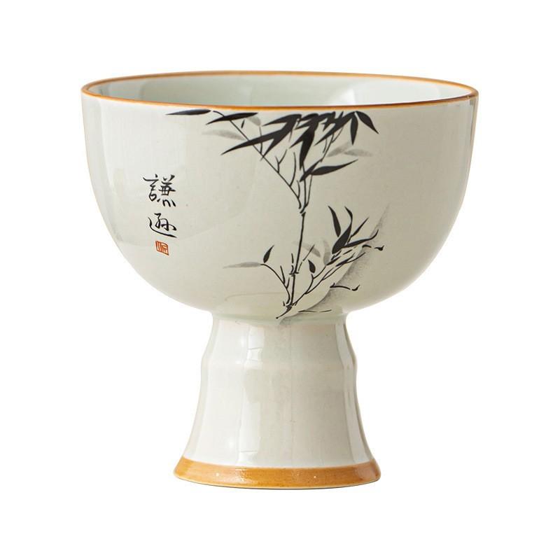 High-foot Teacup, Plant Ash Master Cup, Household Ceramic Tea Set, Creative Personal Tea Drinking Single Cup, High-value Tea