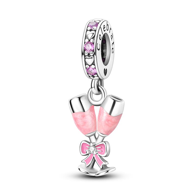 Fit Original Charms Pink Seriescopper Perfume Charm Pendent Dangle Bead Bracelet Necklace Diy Women Jewelry Gift