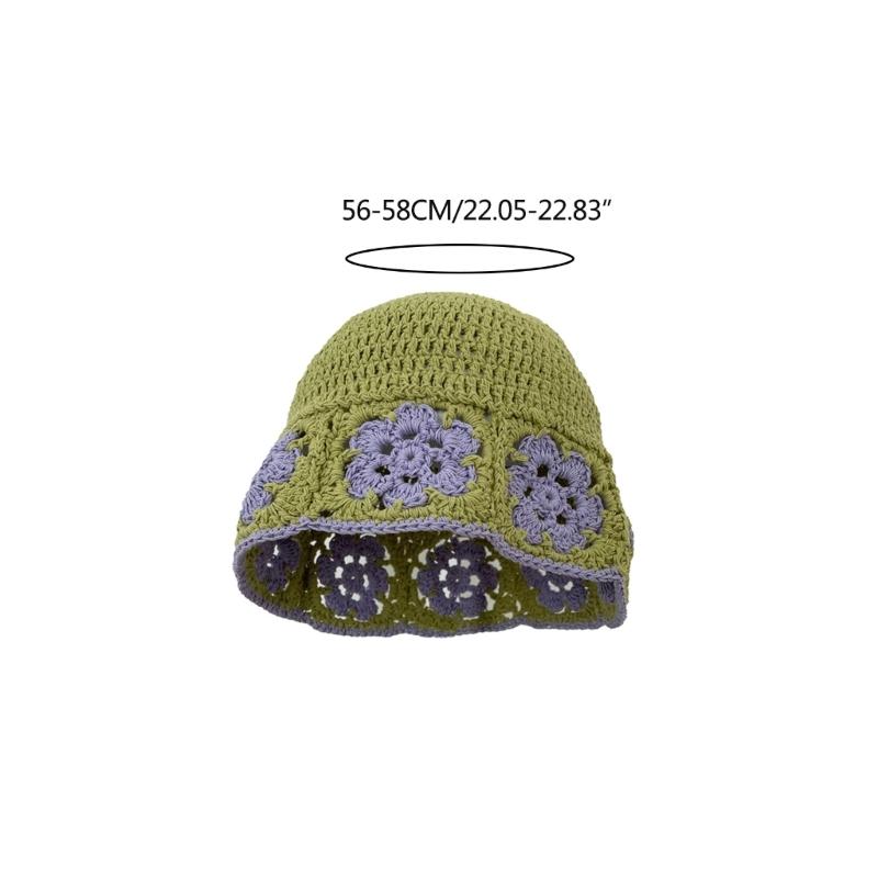 Beliebter Damenhut Strickmütze Handgehäkelt Blumenmütze Y2K Damenhut Mädchen Fotografie Fischerhut Sonnenkappe