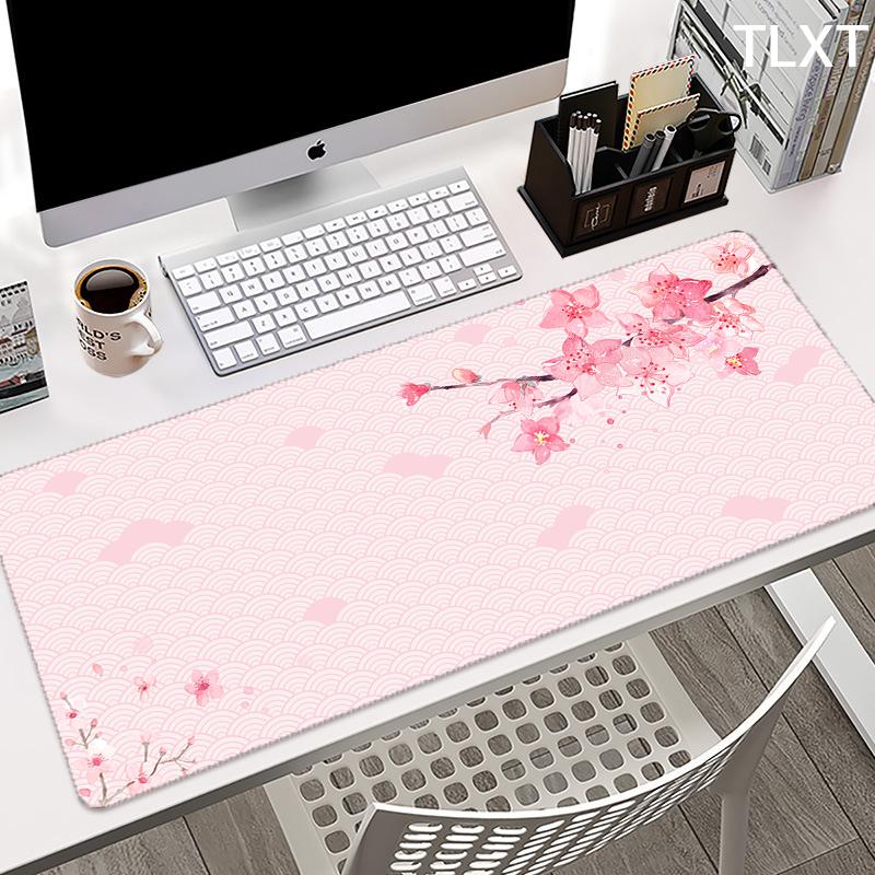 Großes Gaming-Mauspad Rosa Kirschblüten-Mauspad Computer-Mausmatte Gamer-Nähte Schreibtischmatte Für PC-Tastatur-Maus-Teppich