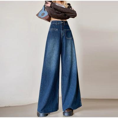 Jeans Woman Spring Summer 2025 New Fashionable European Style Wide Leg Loose Denim Pants Women Full Length Streetwear Blue Jeans