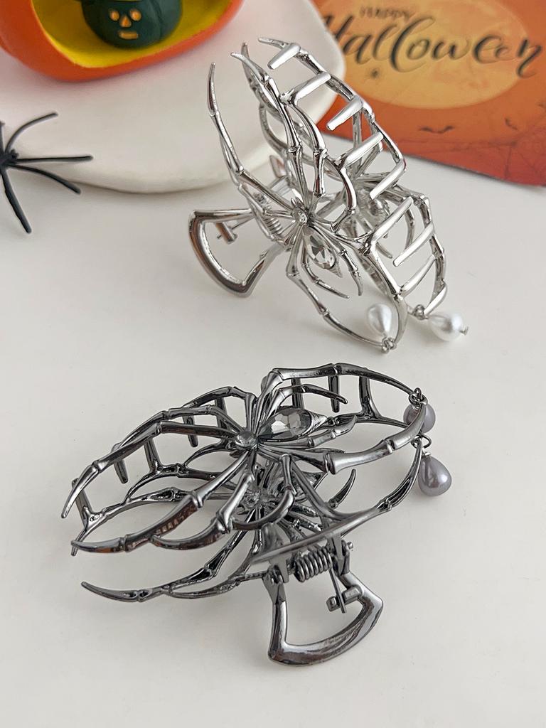 1 Pièce Halloween Pinces à Cheveux Araignée Noire avec Design de Charme Perle, Pinces à Cheveux Métal Gothique Punk Maintien Fort Accessoires Cheveux