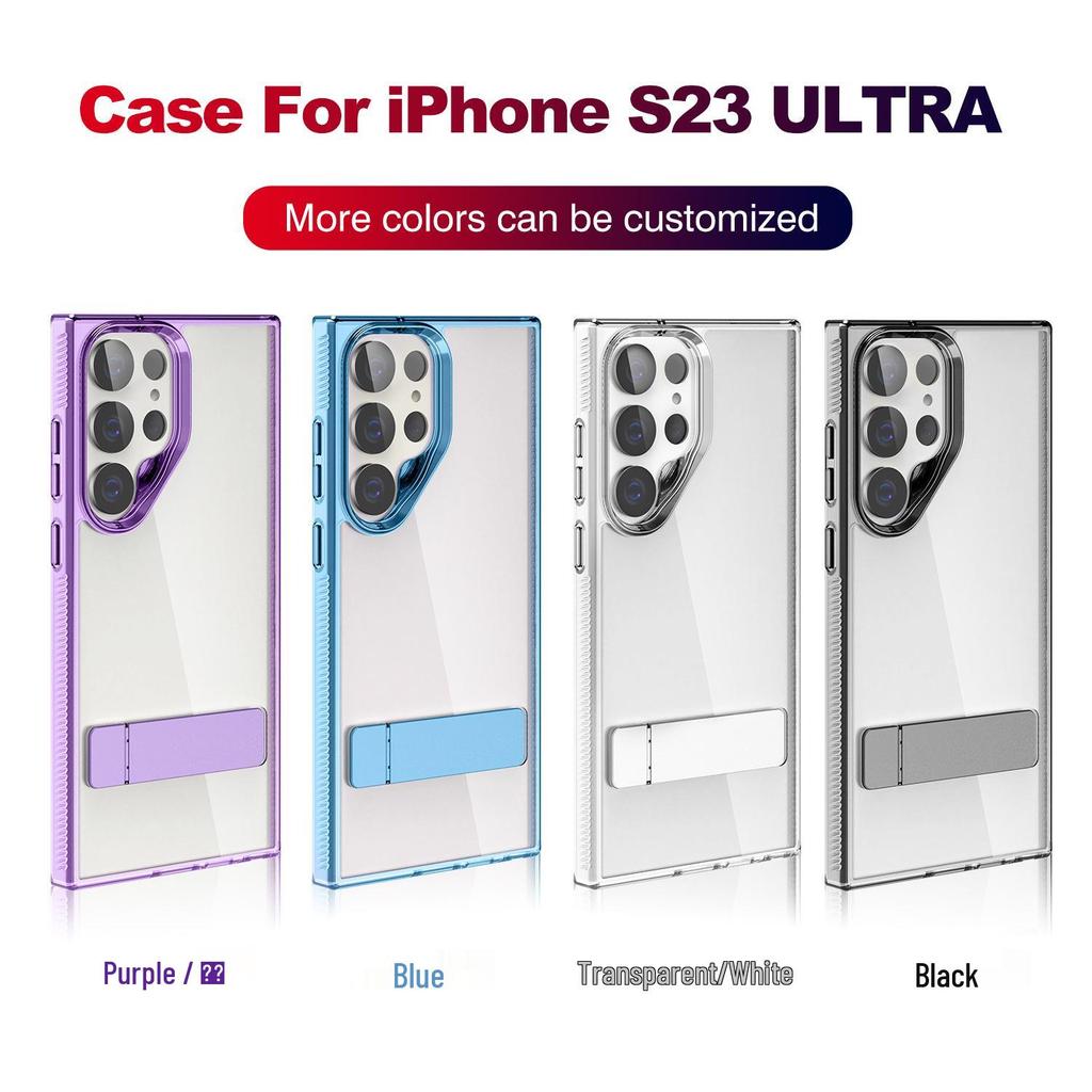 Compatible Samsung Phone Case: S26 Ultra, S25 Ultra Transparent, S24 Ultra Anti-Fall Cover with Invisible Stand.