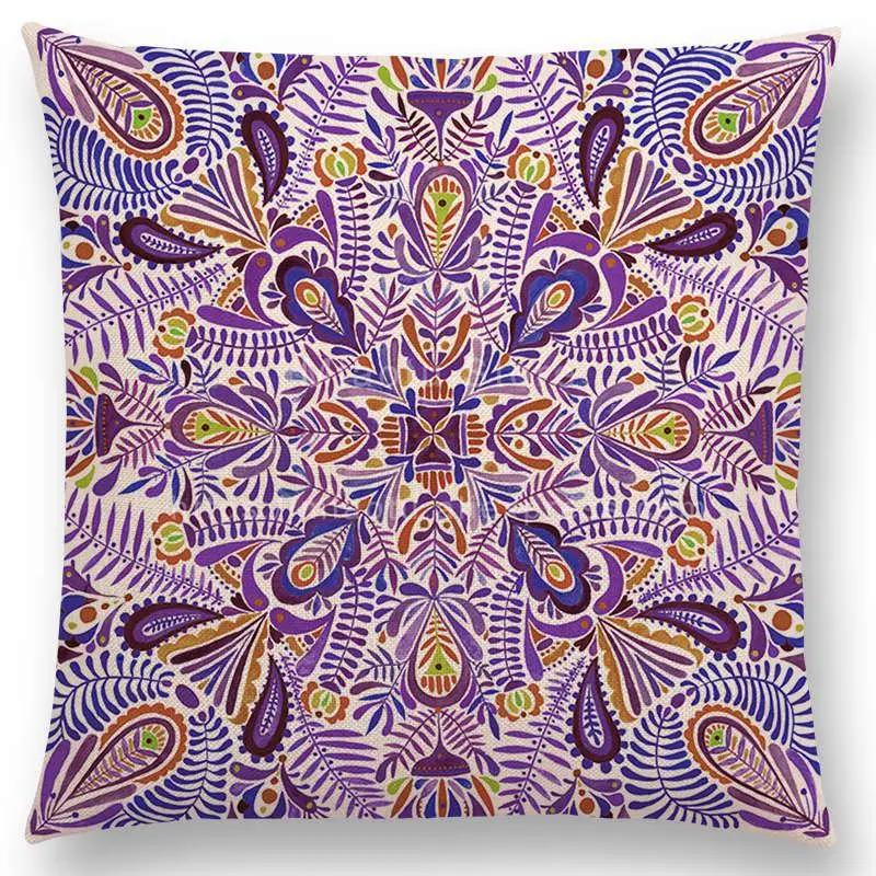 Neueste Boho Bunte Blumen Kissenbezug Rosa Regenbogen Lebhaft Floral Mandalas Musterdesign Begeisterung Drucke Kissenbezug