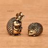 Antique Brass Hedgehog Ornaments Solid Animal Sculpture for Desk Tea Table Decor Home Accents Small Crafts