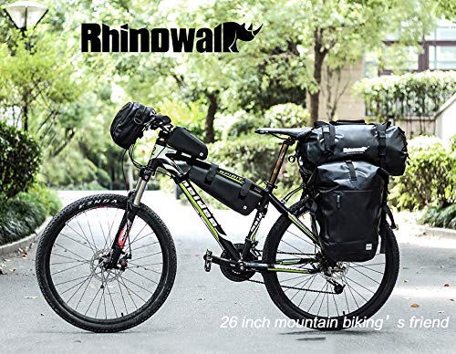 Rhinowalk Bicycle Top Tube Bag, Front Bag, Frame Bag, Saddle Bag, Waterproof, Lightweight, Large Capacity Storage Accessory, Black