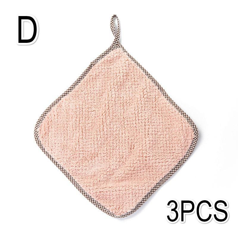 3PCS Kitchen Coral Velvet Dish Towel Rag Non-stick Oil Dish Cloth Double-sided Absorbent Thickening Scouring Pad
