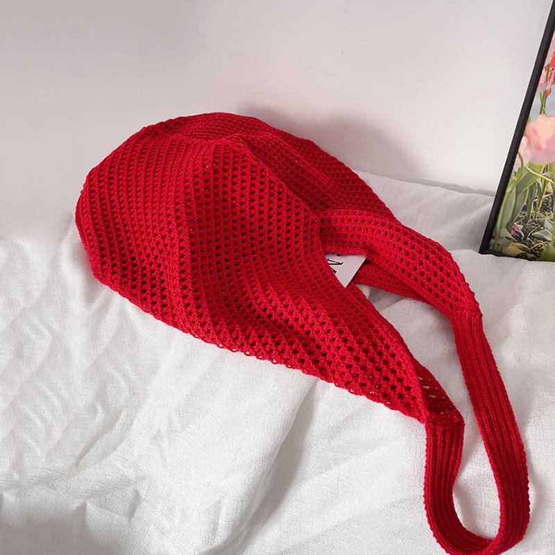 Yogodlns Fashion Large Capacity Beach Simple Knitted Women's ShoulderBag Knitted Hollow Woven Inner Tote Bag