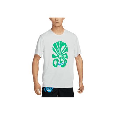 Pánské topy Rise 365 Dri-Fit Běžecké Energy Pulovr s kulatým výstřihem Tištěné Tričko s krátkým rukávem Bílé FZ1081-121