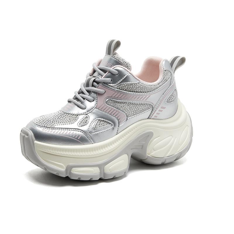 Thick-soled dad shoes are breathable in summer, new models, explosive inner height increase women s shoes, mesh sports and leisure little white shoes 34