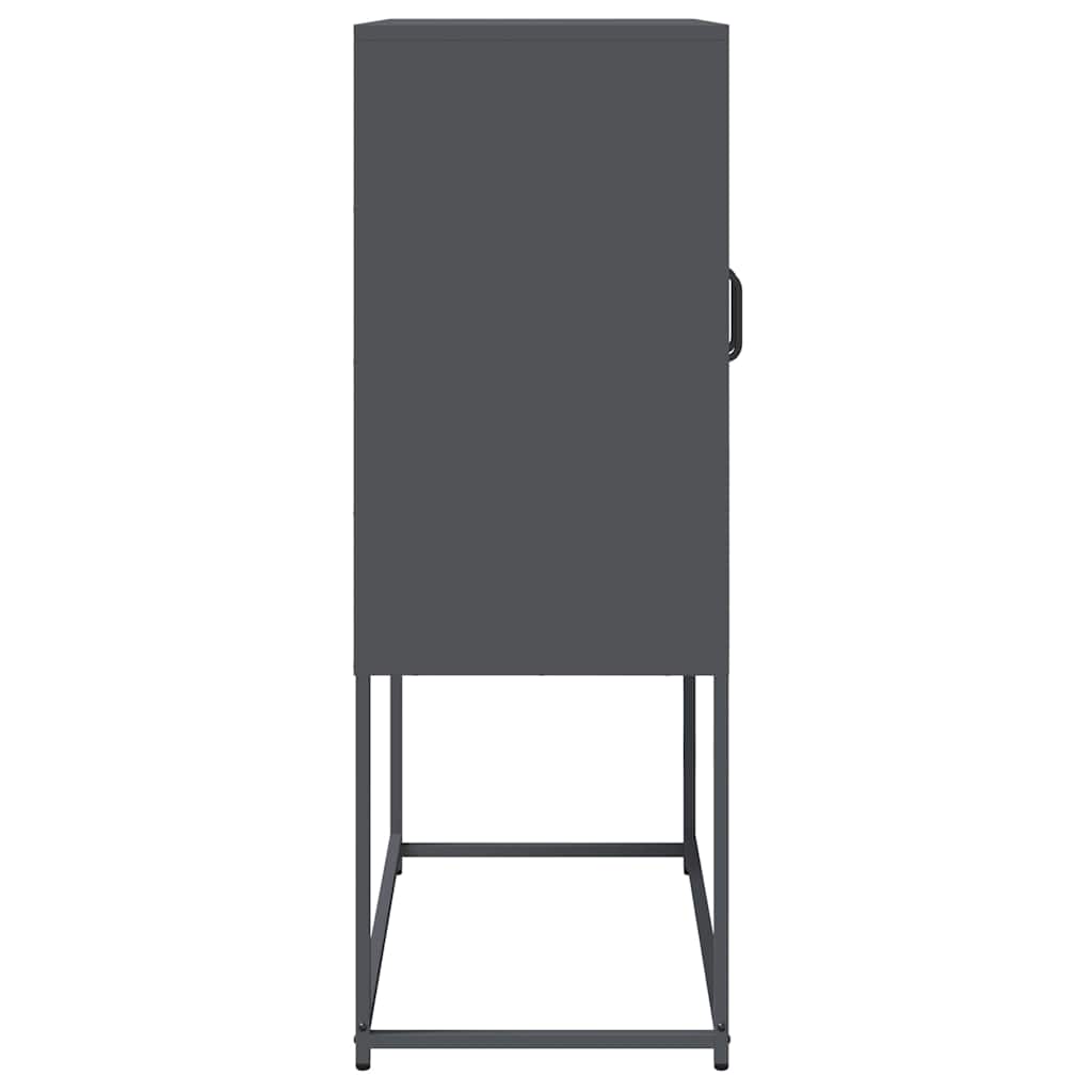 Komoda Wysoka Antracyt 68X39X107 Cm Stal