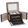 4 Tier Jewelry Box with Mirror Lockable Black