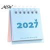 Morandi Color Table Calendar Mini Desk 2027, Jan. 2027 to Dec. Standing Flip Small Vertical Desktop Calendar, 12 Monthly Planner with Twin-Wire