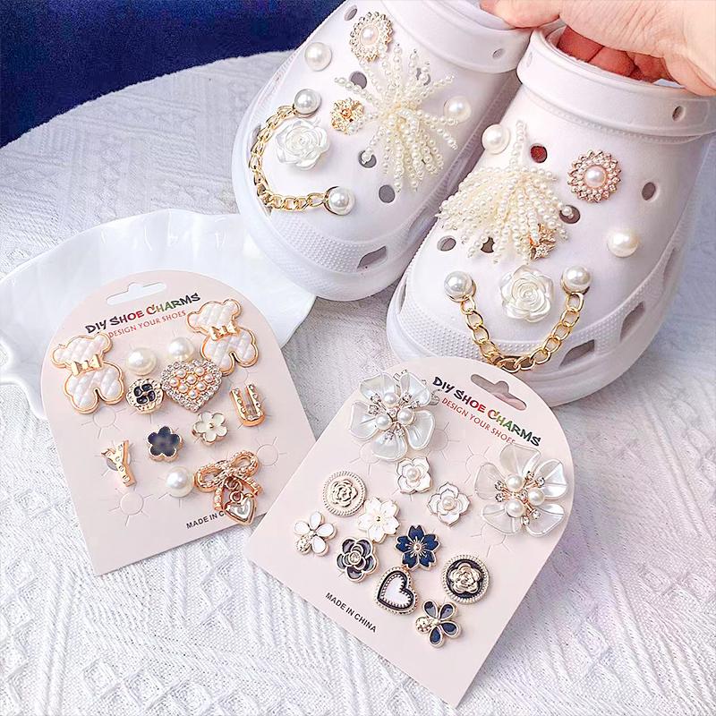 1Set Removable DIY Shoe Buckle Fashion Shoe Decoration Originality Pearl Chain Metal Various Styles