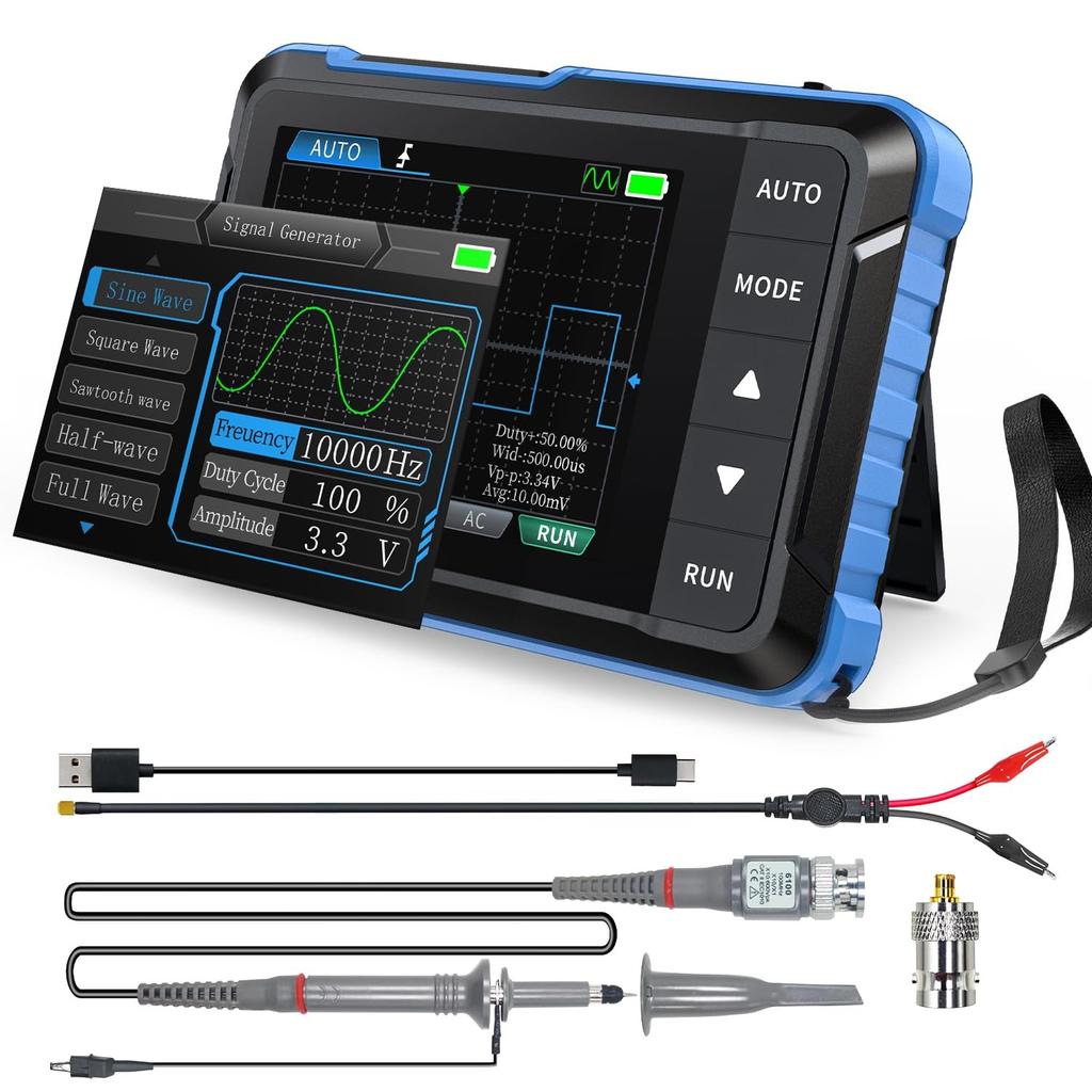 DSO153 Oscyloskop ręczny 2 w 1 / Generator sygnału DDS, Cyfrowy przenośny oscyloskop samochodowy z ekranem TFT 2,8 cala, Pasmo 1 MHz