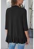 Autumn Solid Color Ruffle Cardigan Coat for Women - 3/4 Sleeves